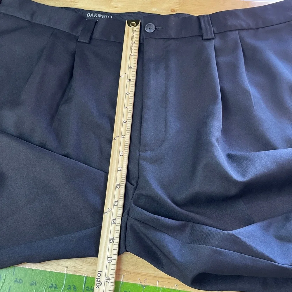 Oak Hill Mens 46x32 Big and Tall Pleated Dress Pants Trousers Polyester‎ Black
